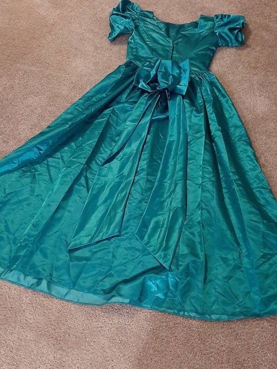 1980s-90s Womens Teal Green Satin Prom/Bridesmaid… - image 10