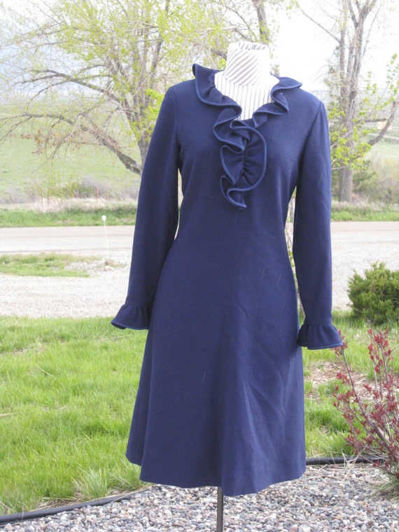 Vintage Nat Kaplan Couture Navy A Line Womens Lin… - image 1