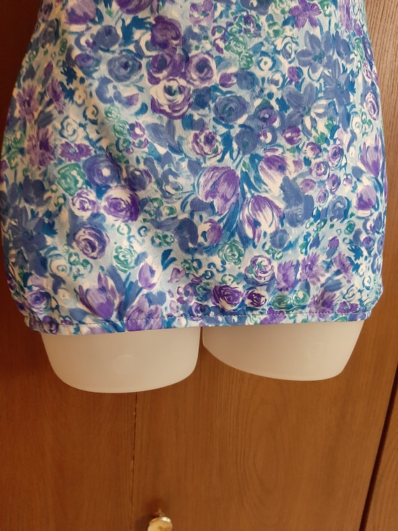 1970s Womens Robby Len Swim Fashions Floral Blue/… - image 2