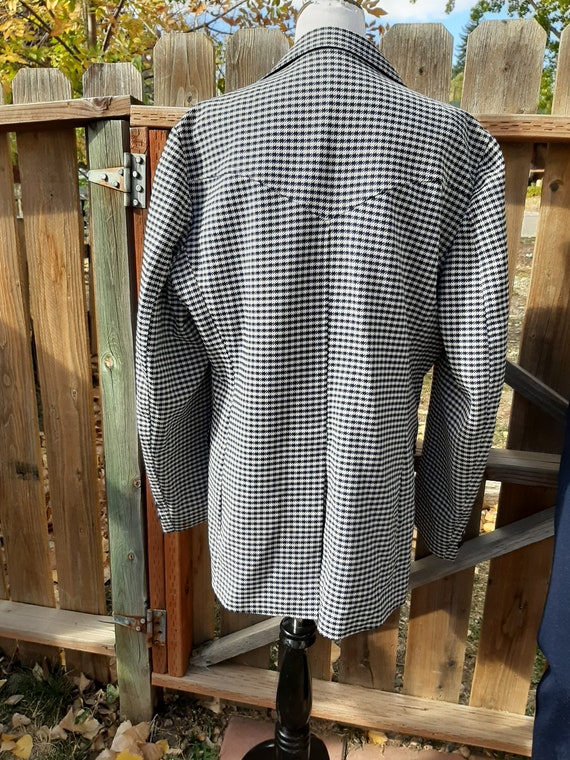 1970s Mens Navy/White Houndstooth Check H Bar C R… - image 3