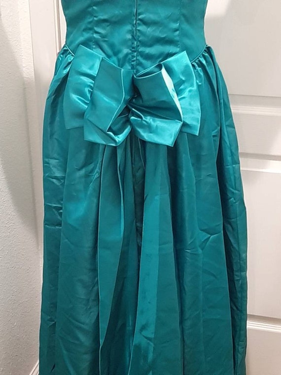 1980s-90s Womens Teal Green Satin Prom/Bridesmaid… - image 4