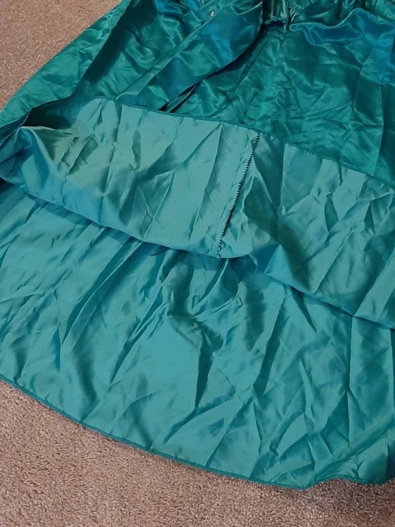 1980s-90s Womens Teal Green Satin Prom/Bridesmaid… - image 9