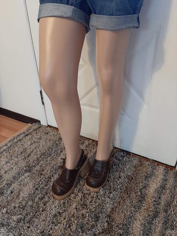 1980s-90s Womens Brown Coco Blue Platform Chunky S