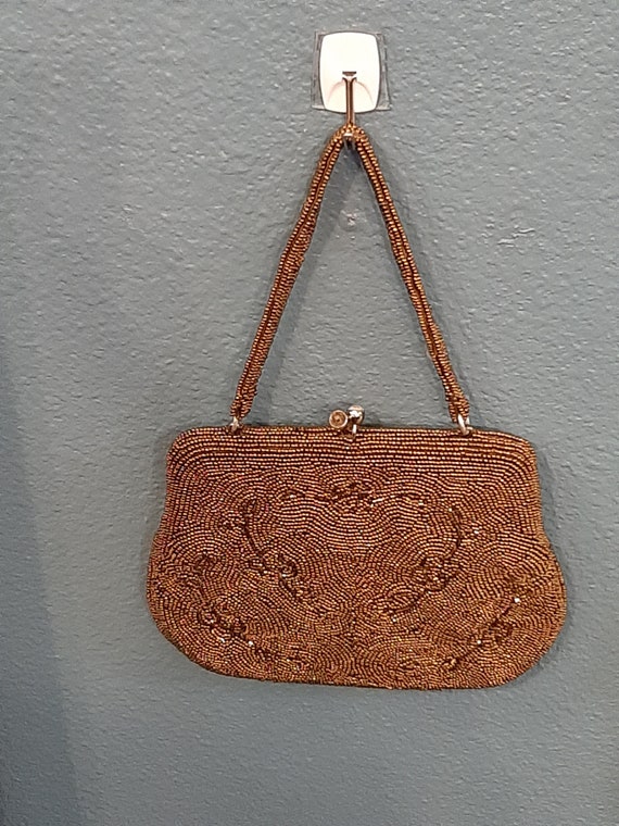 Mid Century Womens Copper/Gold Hand Beaded Richere
