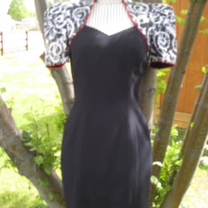 Vintage Womens LBD/ Black Party/Special Occasion/Wedding/Cocktail Dress/Short Black, White And Red Dress Morton Myles For The Warrens Size 4