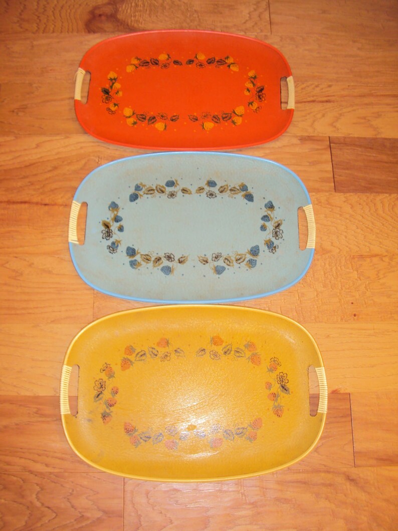 1960s Patio Serving Snack Trays With Wrapped Image 0