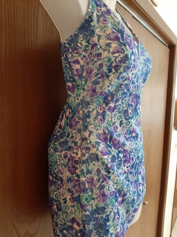 1970s Womens Robby Len Swim Fashions Floral Blue/… - image 4