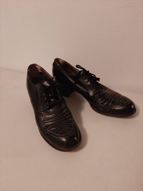1930s-40s Womens Black Leather Oxford Miller Hero… - image 2