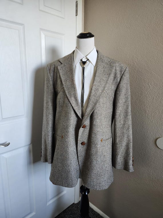 1970s-80s Mens Brown&frasl;blue&frasl;gray Levi's Wool Lined Western Wear