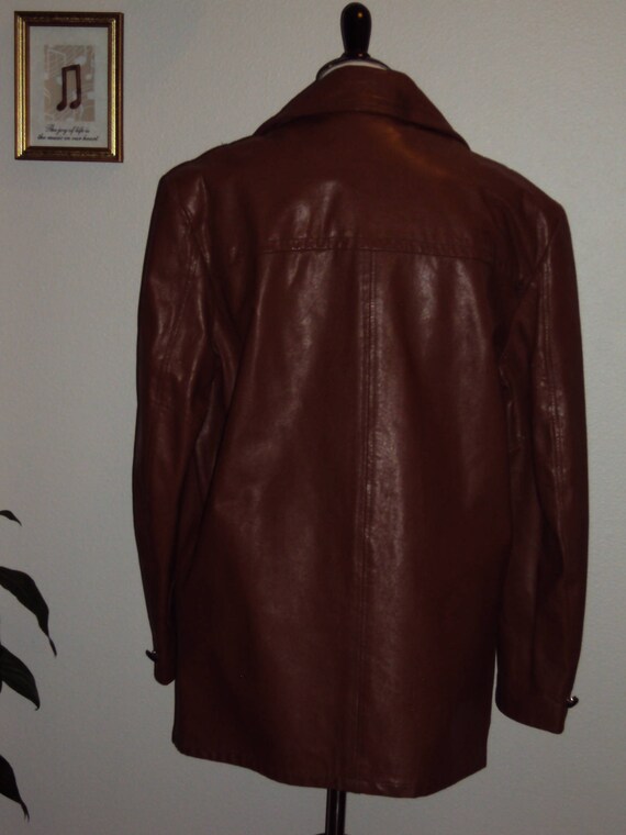 1970s Mens Montgomery Ward Caramel Tan Leather Co… - image 4