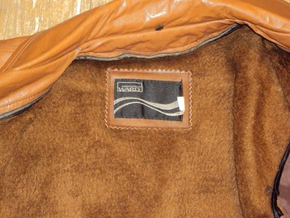 1970s Mens Montgomery Ward Caramel Tan Leather Co… - image 9