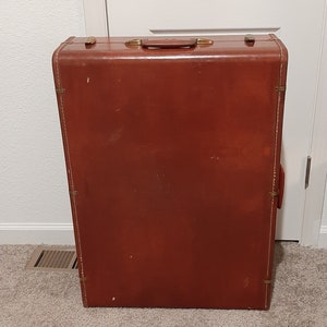 1940s-50s Extra Large Samsonite Chestnut Brown Suitcase Trunk 29&quot; X 21&quot; X 10&quot;/Mid Century Large Samsonite 4939 Cognac Suitcase/Trunk/Luggage