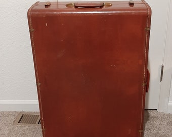 1940s-50s Extra Large Samsonite Chestnut Brown Suitcase Trunk 29" X 21" X 10"/Mid Century Large Samsonite 4939 Cognac Suitcase/Trunk/Luggage