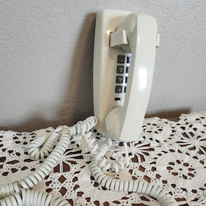 Vintage Radio Shack Beige/Tan/Yellow Push Button Wall Land Line Telephone/Kitchen Wall Telephone /Radio Shack Telephones/Hanging Wall Phones