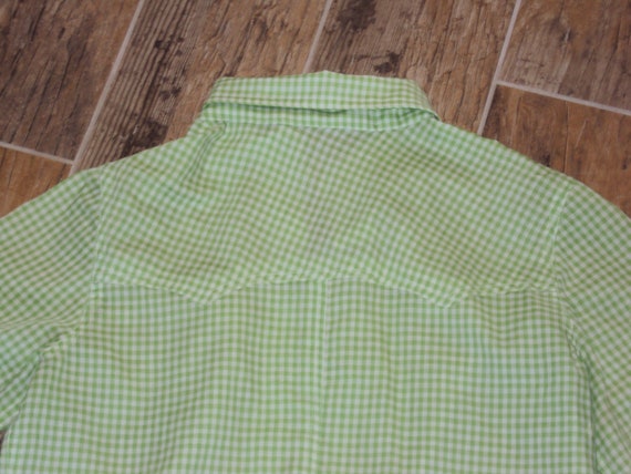 1970s Womens Lime Green/White Gingham Check Weste… - image 9