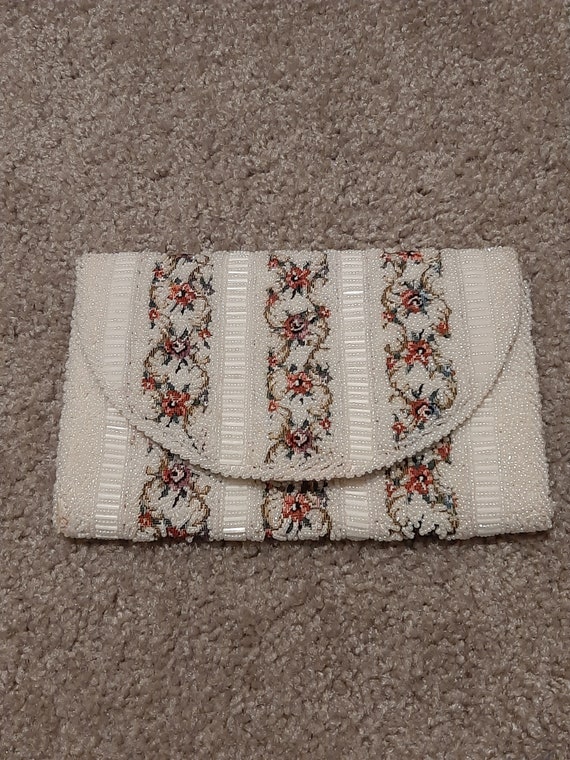 Mid Century Hand Beaded Tapestry Envelope Evening 