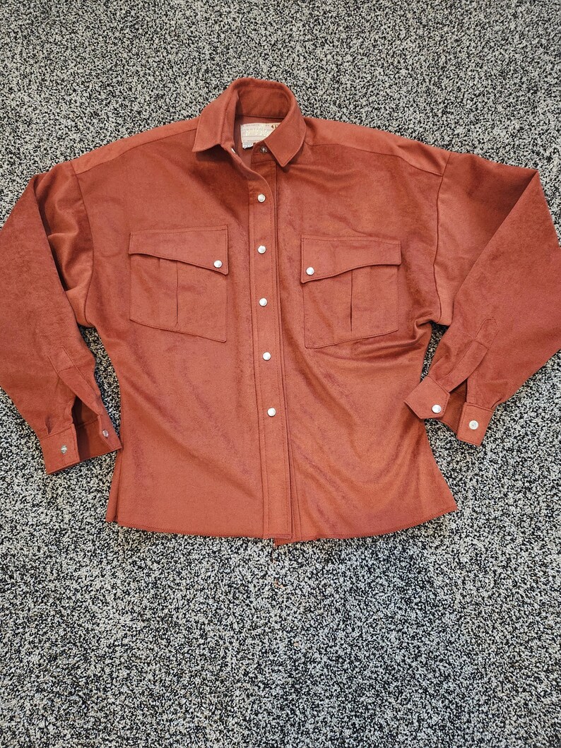 Mid Century Women's Rust Washable Faux Brushed Suede 2 Piece Western ...