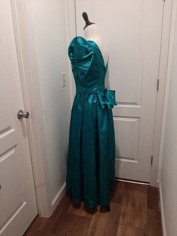 1980s-90s Womens Teal Green Satin Prom/Bridesmaid… - image 5