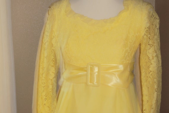 1960s Womens Spring Sunny Yellow Sheer Gauze Type… - image 2