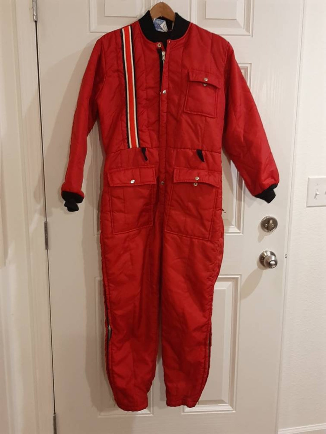 Vintage Womens Montgomery Ward Red/black/white Snowmobile Suit Size S-M ...