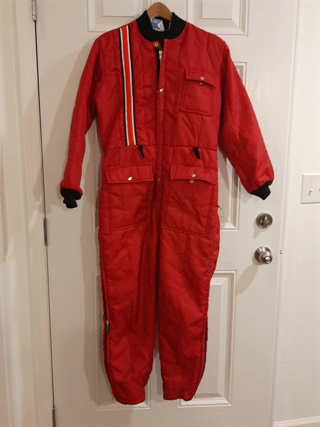 Vintage Womens Montgomery Ward Red/black/white Snowmobile Suit Size SM