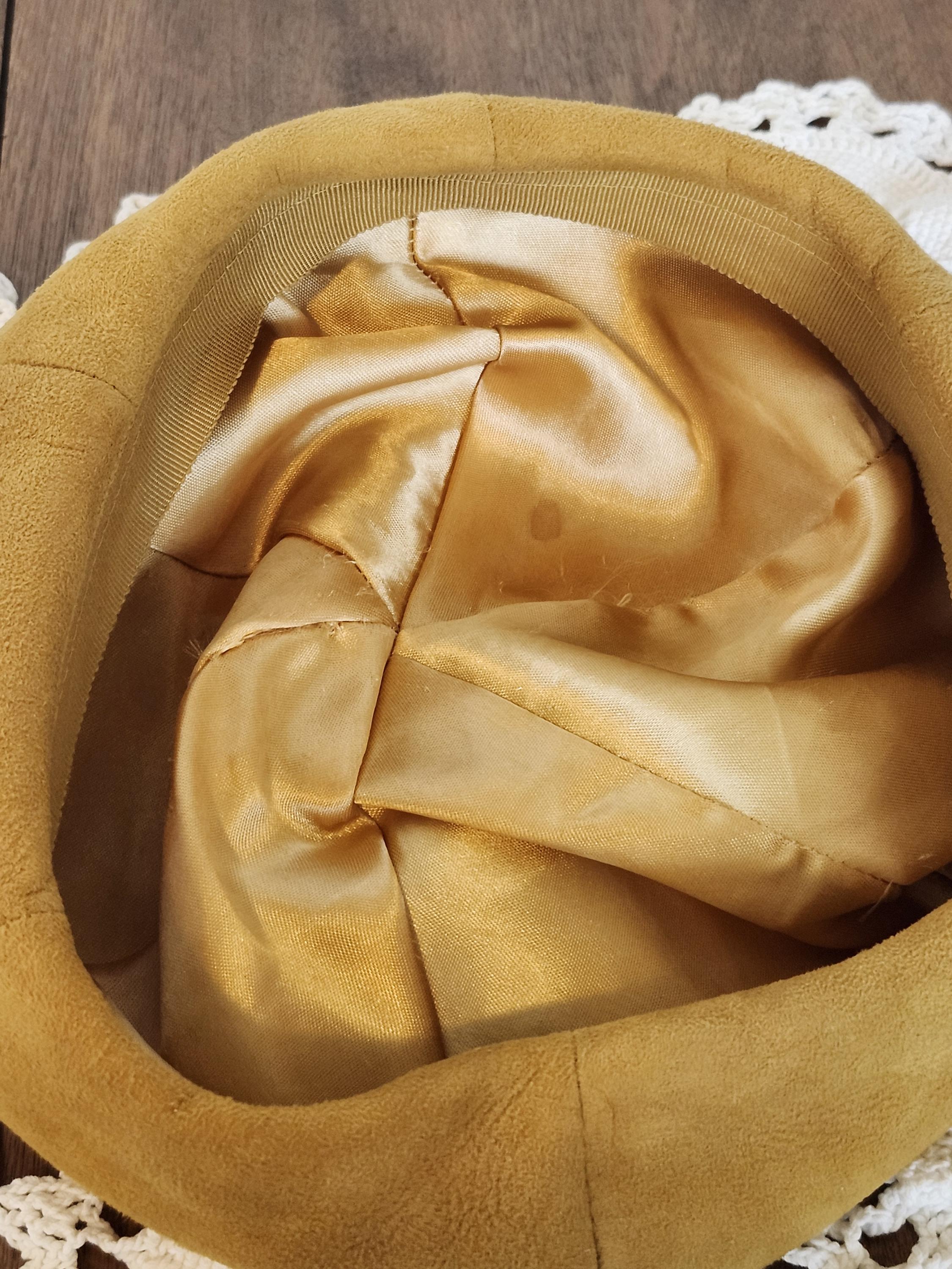 Vintage Mustard Suede Beret Hat – 1970s Style Suede Cap Suede Kate Beret Hat | Eric Javits main image 2