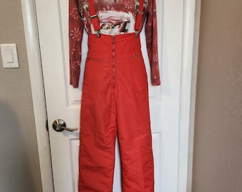 Petos de esquí Cevas Woodstock VT de nailon naranja para mujer, años 70 y 80, fabricados en Hong Kong, talla S/vintage, petos de esquí/nieve/pantalones de esquí, petos de poliéster y nailon con cremallera.