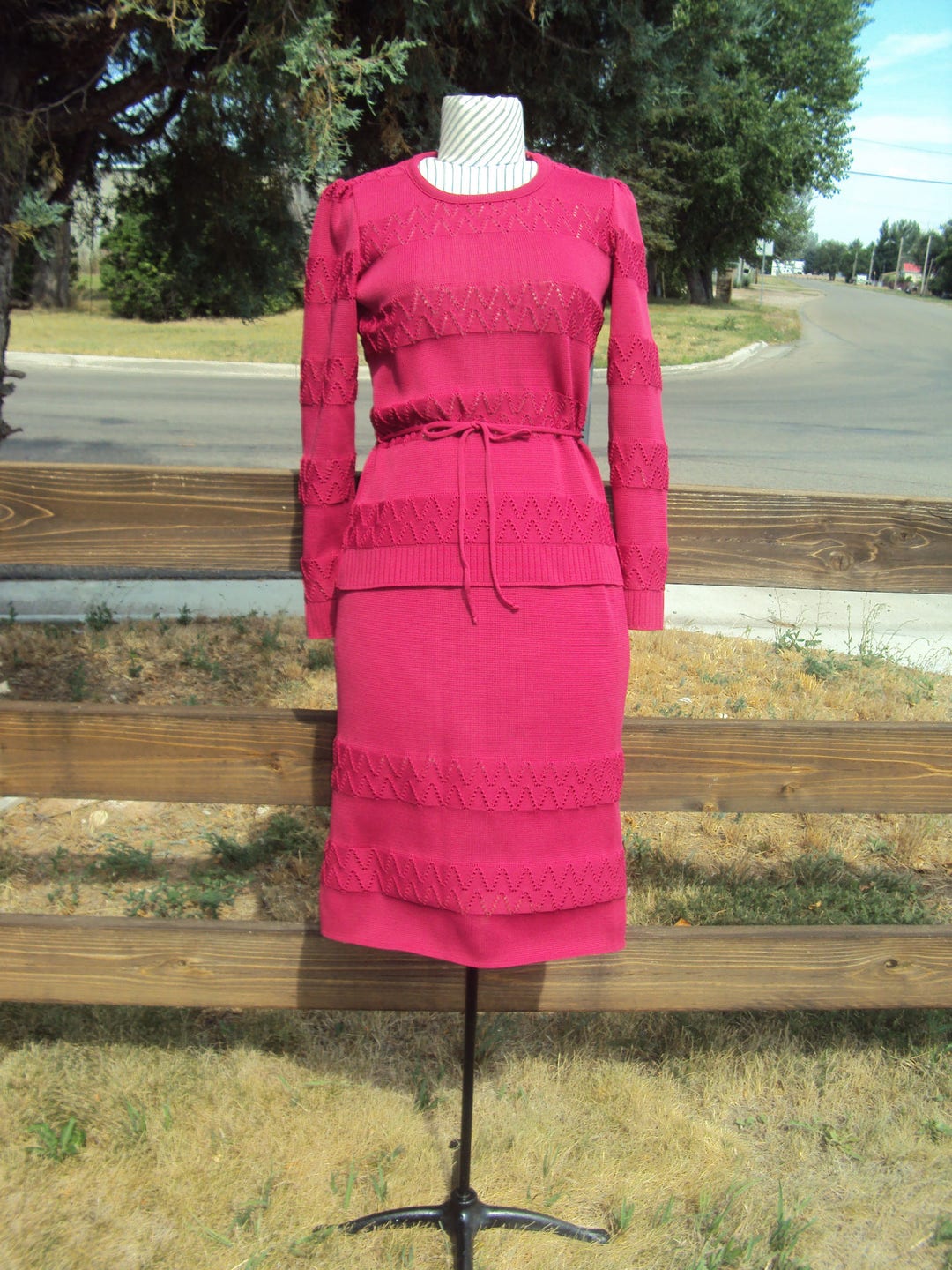 1970s Womens 2 Piece Fall Red Franco Verdi Sweater Dress Size S ...