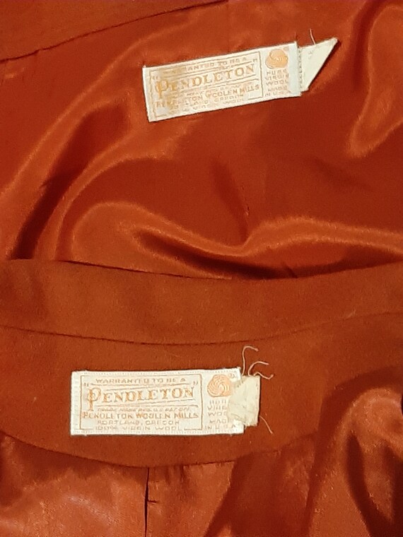 1970s Womens 2 Piece Rust Pendleton Wool Skirt Su… - image 7