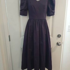 1980s-90s Womens Purple/Plum Laura Ashley Special Occasion/Bridesmaid/Party/Graduation Dress Size S/Plum/Silver Laura Ashley Cotton