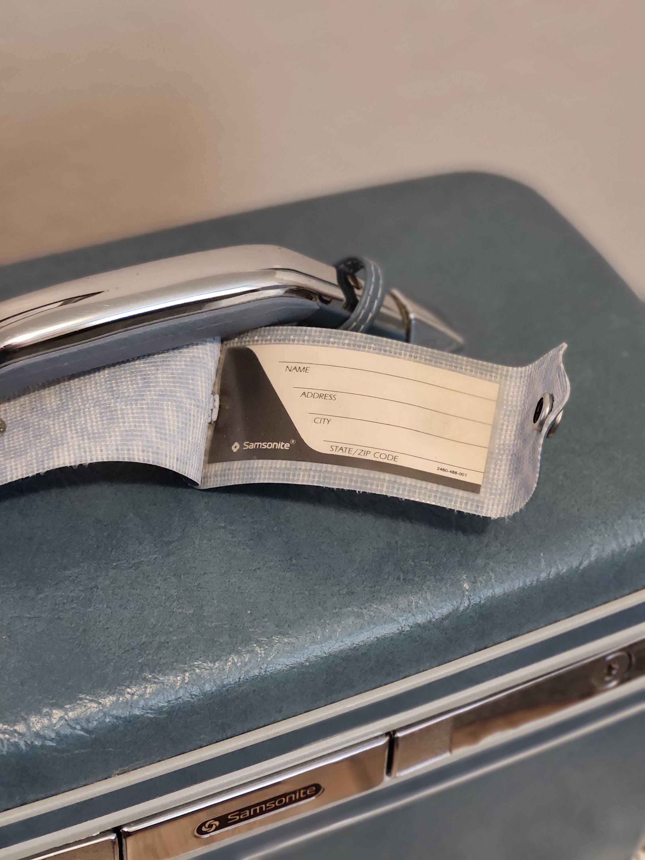 1980s-90s Aqua Blue Samsonite Pebbled Hard Side Plastic With