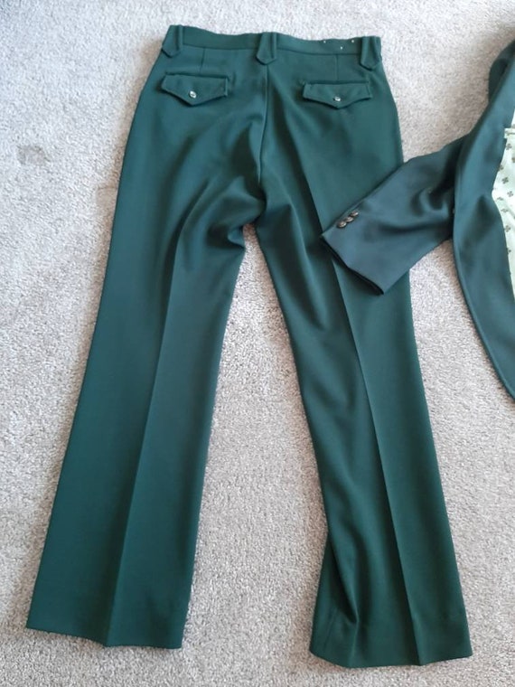 1970s Mens Hunter Green Polyester 3 Piece Wedding… - image 8