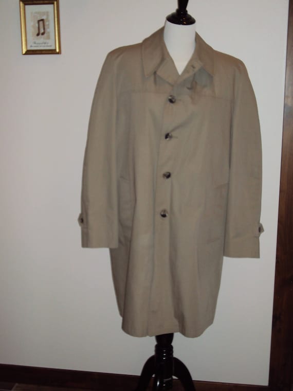 1970s-80s Mens Khaki Tan Lined Johnny Carson Tren… - image 1