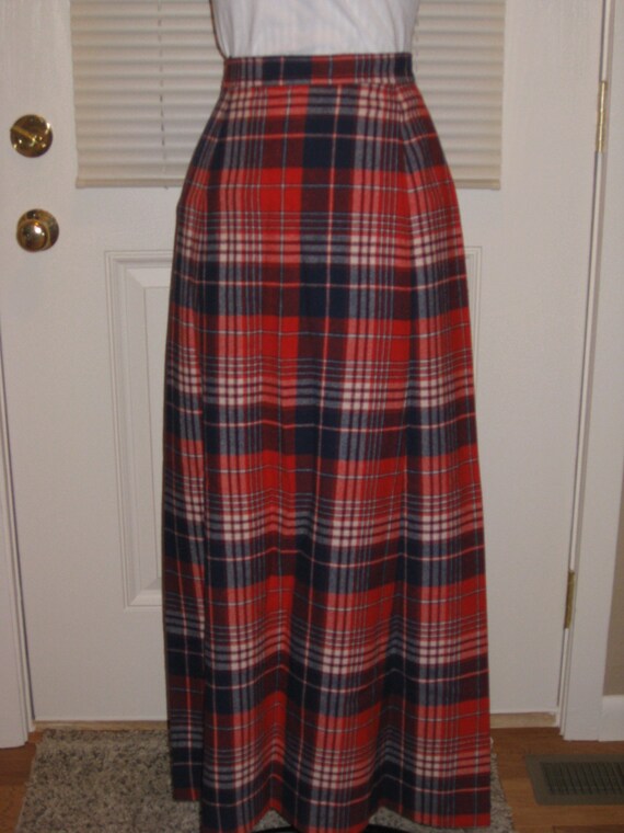 1970s Womens  Fall Pendleton Wool Plaid A Line Ma… - image 3