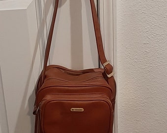 Vintage Sears Carry on Bag Retro 1960s Mid Century Modern + Cognac