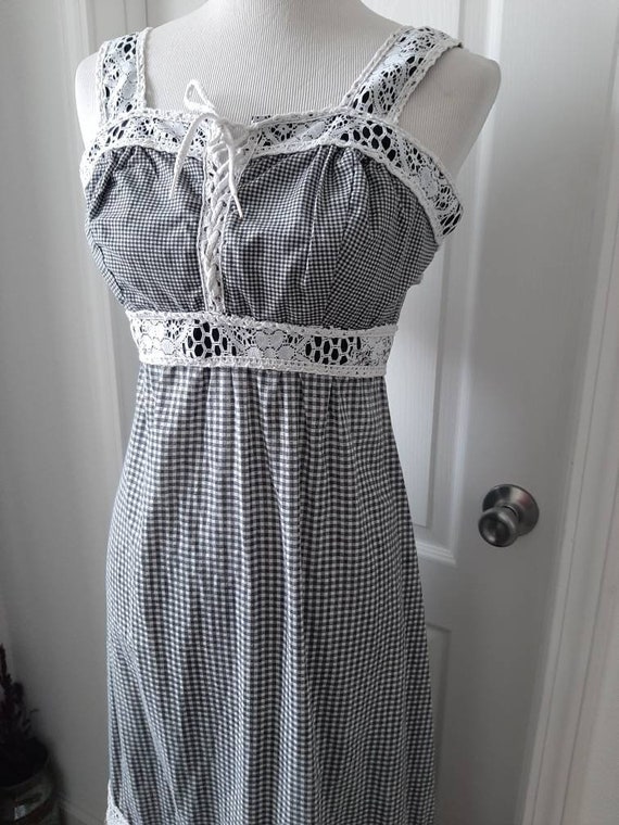 1970s Womens Black Gray/White Gingham Check Darli… - image 2