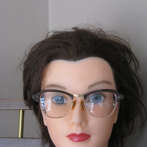1950s Womens Prescription /RX Cateye Glasses/ Eyewear/ Brown/Gold Rim Eyeglasses/Eyecase/ Vintage Womens RX Glasses/ 50s Cateye