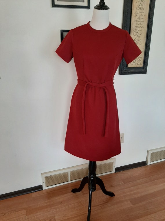 1970s Womens Rust brick Red Polyester Knit Toni Todd Fall Colors