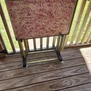 1970s-80s Set Of 4 Folding TV Trays With Legs And Rolling Stand/4 TV Trays/ Cart To Store Trays/Vintage Painted TV Trays 23"X15"X24"/Cart