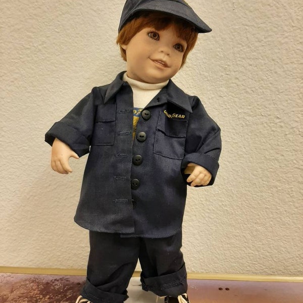 1998 Signed Goodyear 100th Year Promo Advertising Doll/ 0021 Out Of 2500 Memorabilia Goodyear Doll With Navy Blue Clothes/Display Holder