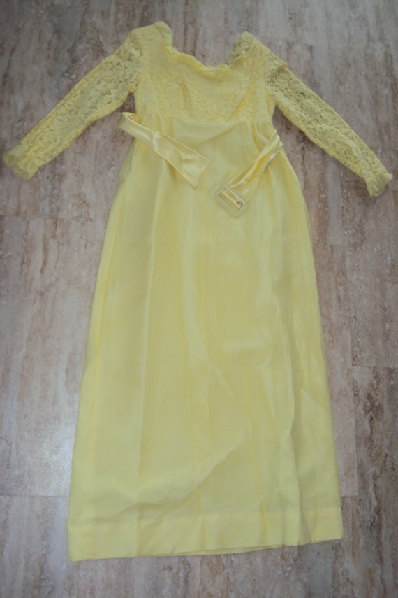 1960s Womens Spring Sunny Yellow Sheer Gauze Type… - image 6