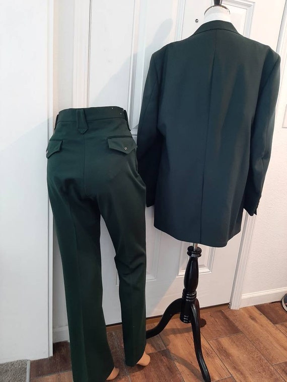 1970s Mens Hunter Green Polyester 3 Piece Wedding… - image 3