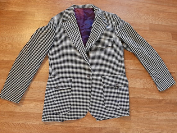 1970s Mens Navy/White Houndstooth Check H Bar C R… - image 9