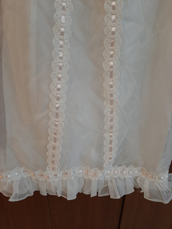 1970s Womens White Gunne Sax Style Organza And Ta… - image 3