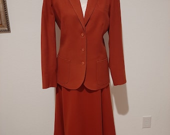 1970s Womens 2 Piece Rust Pendleton Wool Skirt Suit Size 12-14/Vtg Lined Pendleton Skirt Suit/Pendleton Blazer/Skirt Size L/ Skirt Suits L