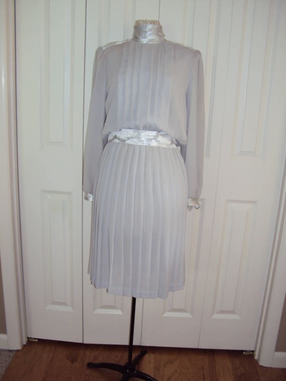 light grey pleated dress Miss Circle Women Zada Grey Pleated Breast Bubble Hem Mini Dress