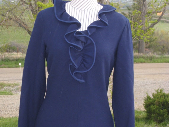 Vintage Nat Kaplan Couture Navy A Line Womens Lin… - image 2