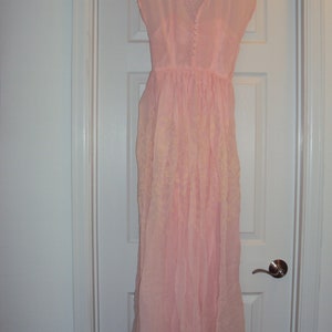 1940s-50s Womens Light Pink Flocked Voile Formal Dress Size S/40s 50s Pin Up /Mid Century Pink Bridesmaid/Party/Prom Dress Size S