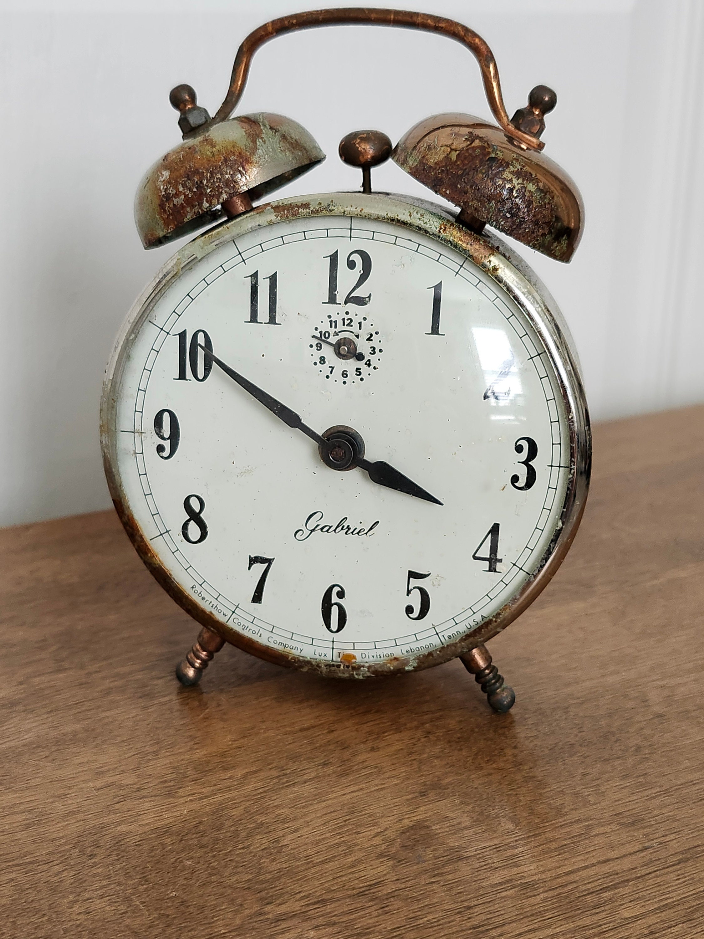 1940s 50s Extra Loud Lux Gabriel Robertshaw Reloj despertador de cobre desgastado 6X4X1.5 Casa de campo Reloj de cobre de mediados de siglo Cuerda extra fuerte Etsy Espana