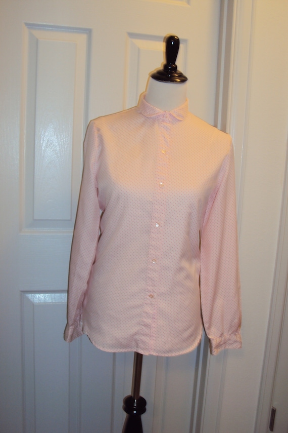 1960s-70s Womens Light Pink Polka Dot Peter Pan Co